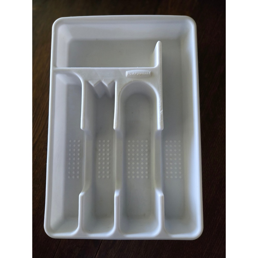 Rubbermaid Silverware Organizer Kitchen Drawer Cutlery Utensil Tray White Vtg